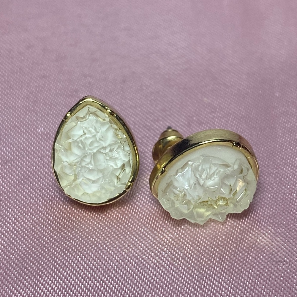 Opal Teardrop Geode Stud Earrings